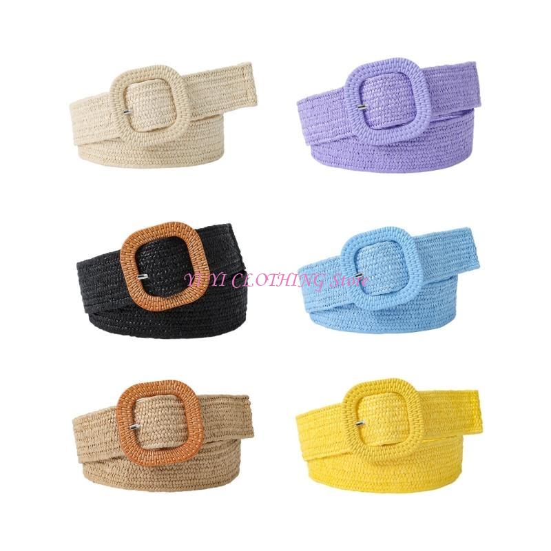 Women Accessories Description - N5KF Vintage Bohemian Straw Braided Wide