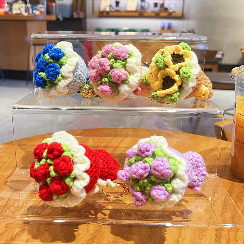 Women Accessories Bouquet - Knitted Bouquet Car Accessories Keychain Metal