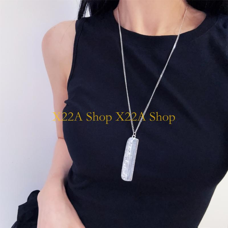 Women Accessories Description - Unique Elegant Silver Comb Pendant Necklace