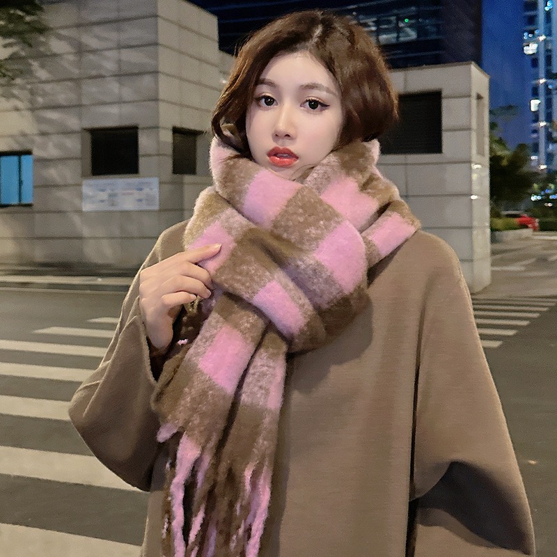 Women'S Korean Accessories - 2026 Winter New Korean Plaid Mohair