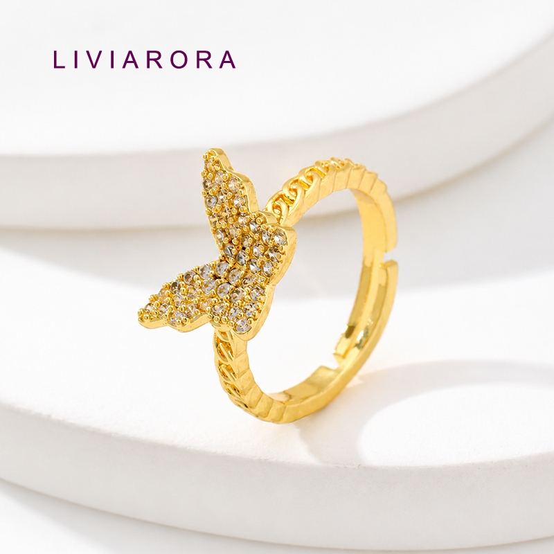 1/2/4Pcs 18K Gold Plated Brass - Ring Set Adjustable 评论和价格