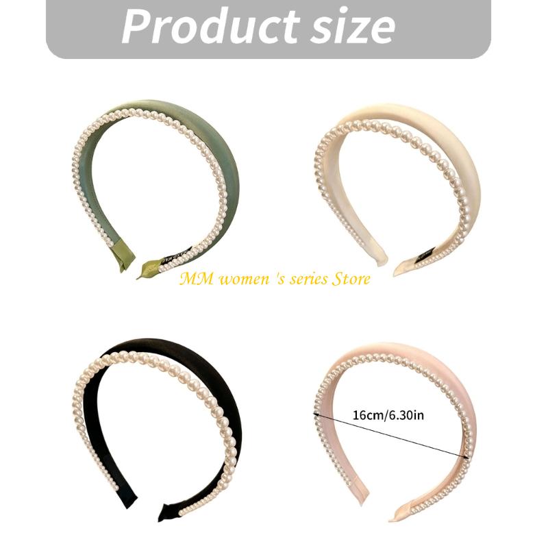 Q39C Pearls Trim Hair Headband - Women Accessories Description 评论和价格