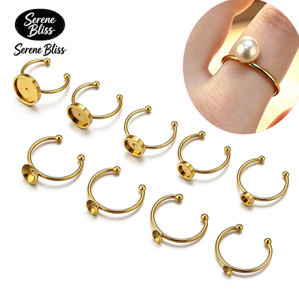 10pcs Stainless Steel Round Ad - Ring Set Adjustable 评论和价格