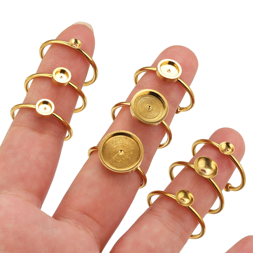 10pcs Stainless Steel Round Ad - Ring Set Adjustable 评论和价格
