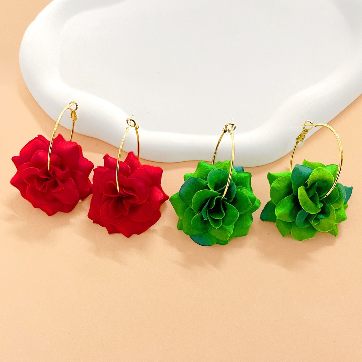 Exaggerated Hoop Earrings Red  - Women'S Accessories Jewelry Sale 评论和价格