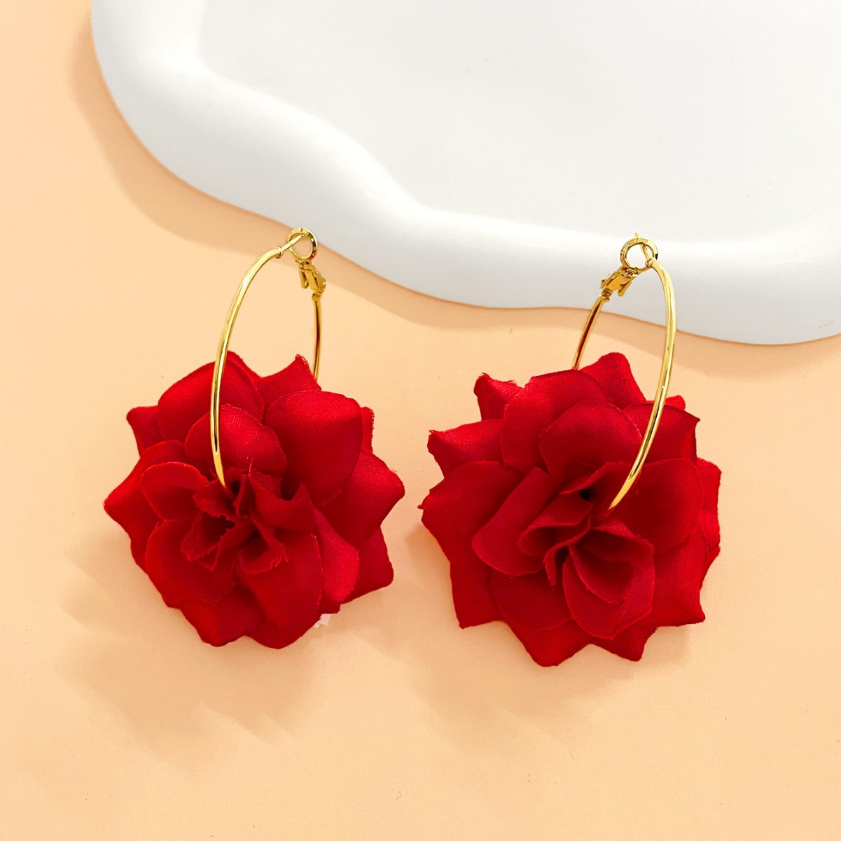 Exaggerated Hoop Earrings Red  - Women'S Accessories Jewelry Sale 评论和价格