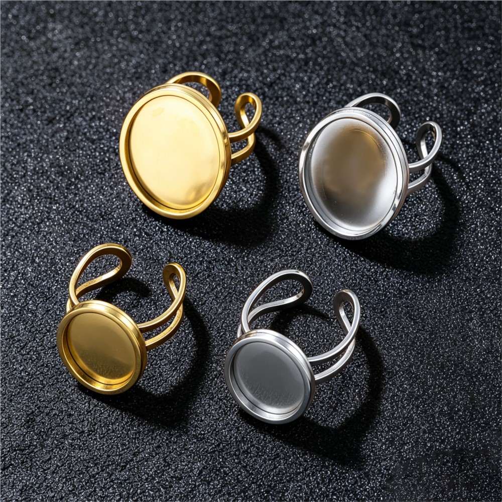 2pcs Stainless Steel Square Fl - Ring Set Adjustable 评论和价格