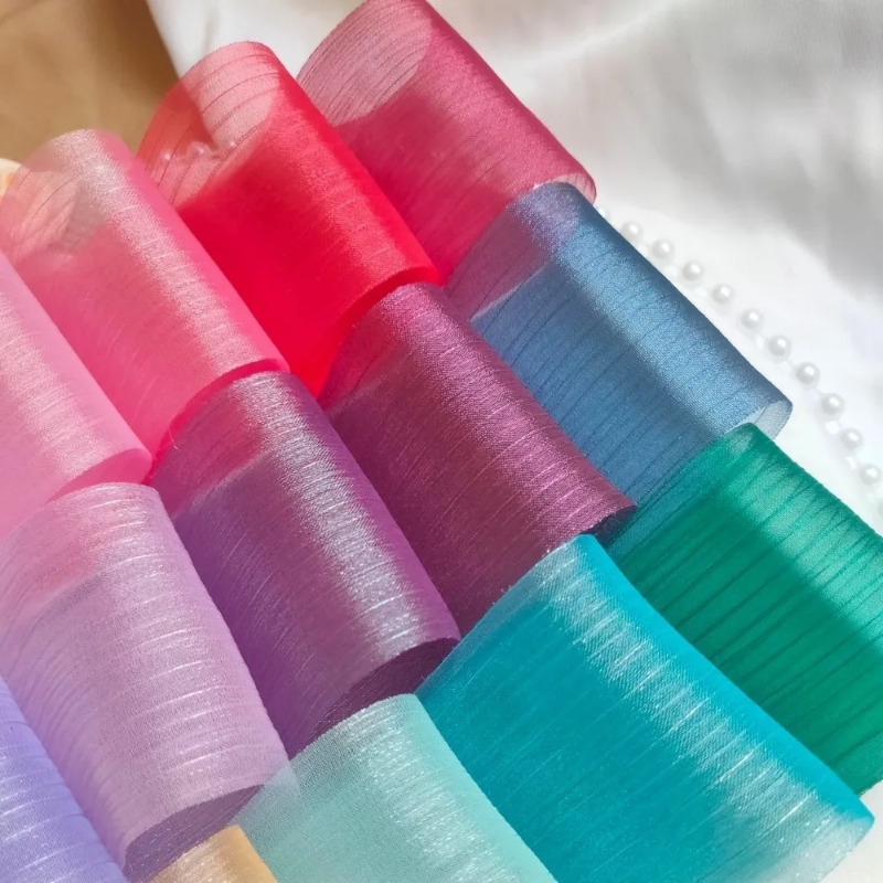 5M Pleated Chiffon Ribbon 6cm  - Women Accessories Bouquet 评论和价格