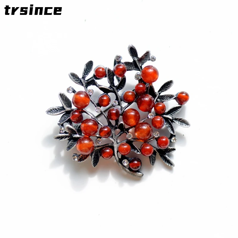Red Rhinestone Trees Brooch Na - Women Accessories Bouquet 评论和价格