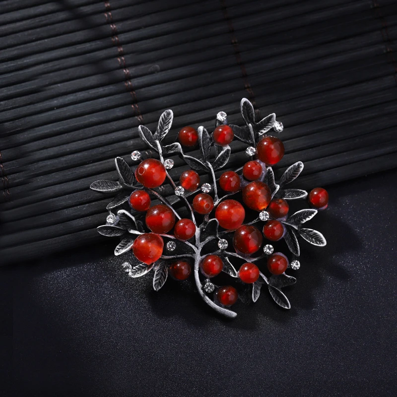 Red Rhinestone Trees Brooch Na - Women Accessories Bouquet 评论和价格