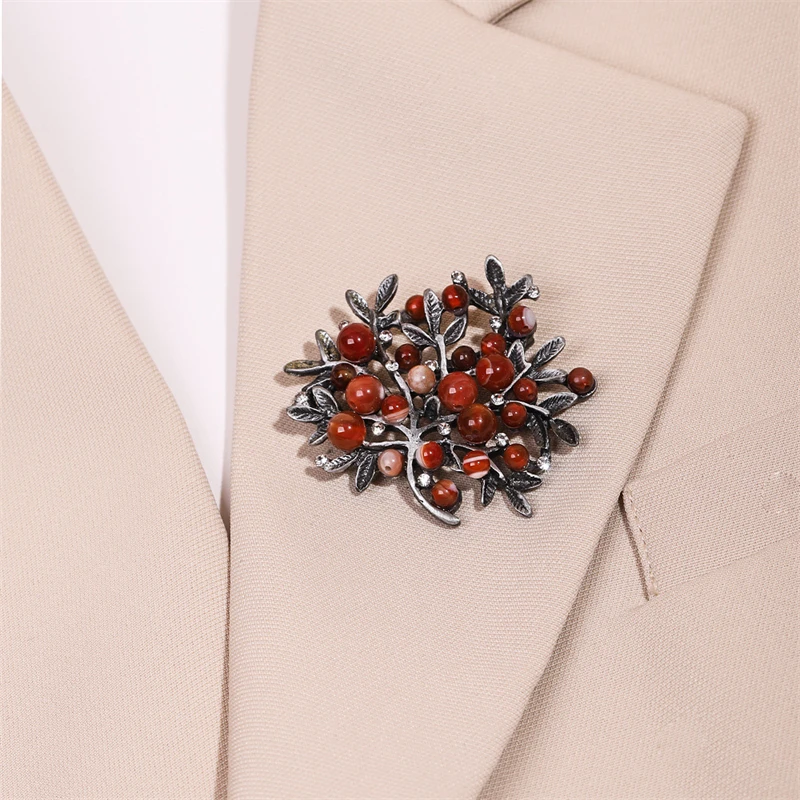 Red Rhinestone Trees Brooch Na - Women Accessories Bouquet 评论和价格