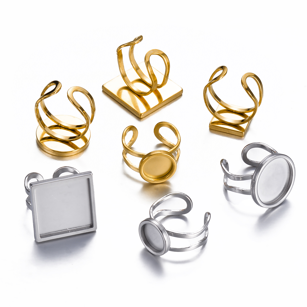 4PCS Stainless Steel Adjustabl - Ring Set Adjustable 评论和价格