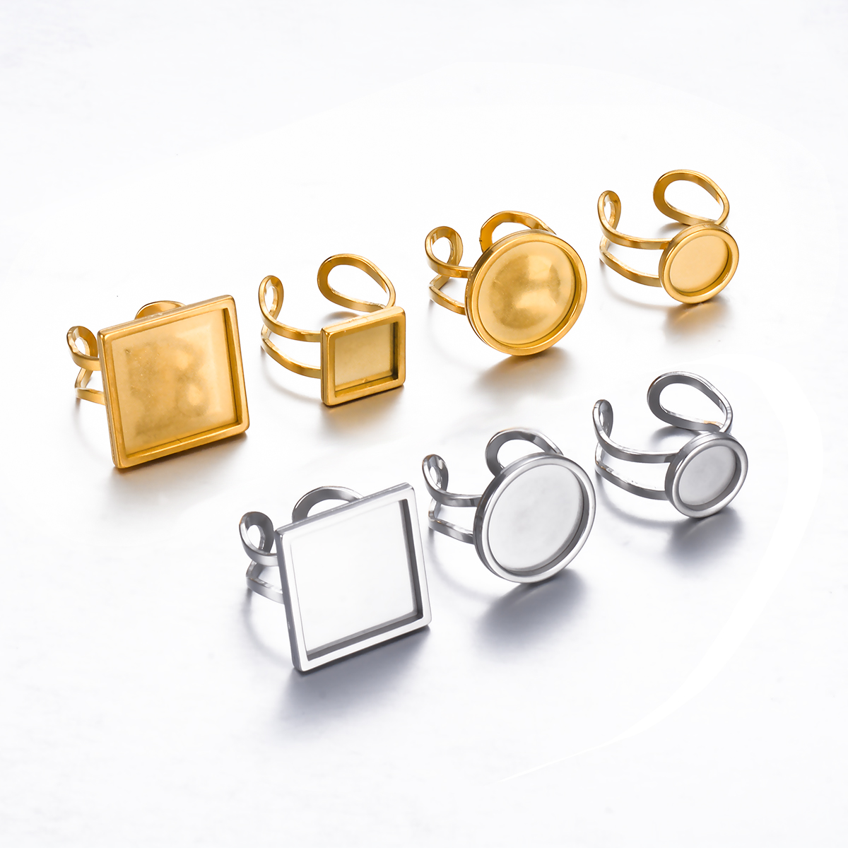 4PCS Stainless Steel Adjustabl - Ring Set Adjustable 评论和价格