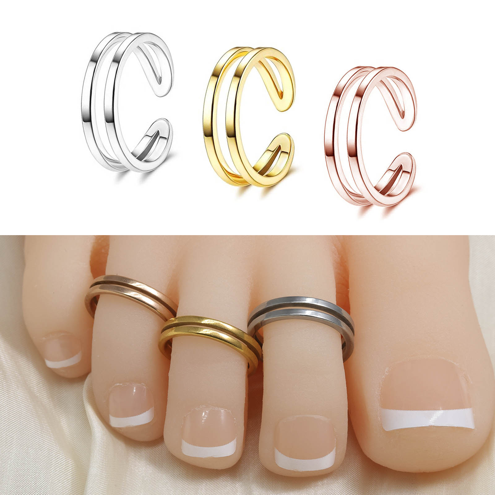 Adjustable Double Layer Toe Ri - Ring Set Adjustable 评论和价格