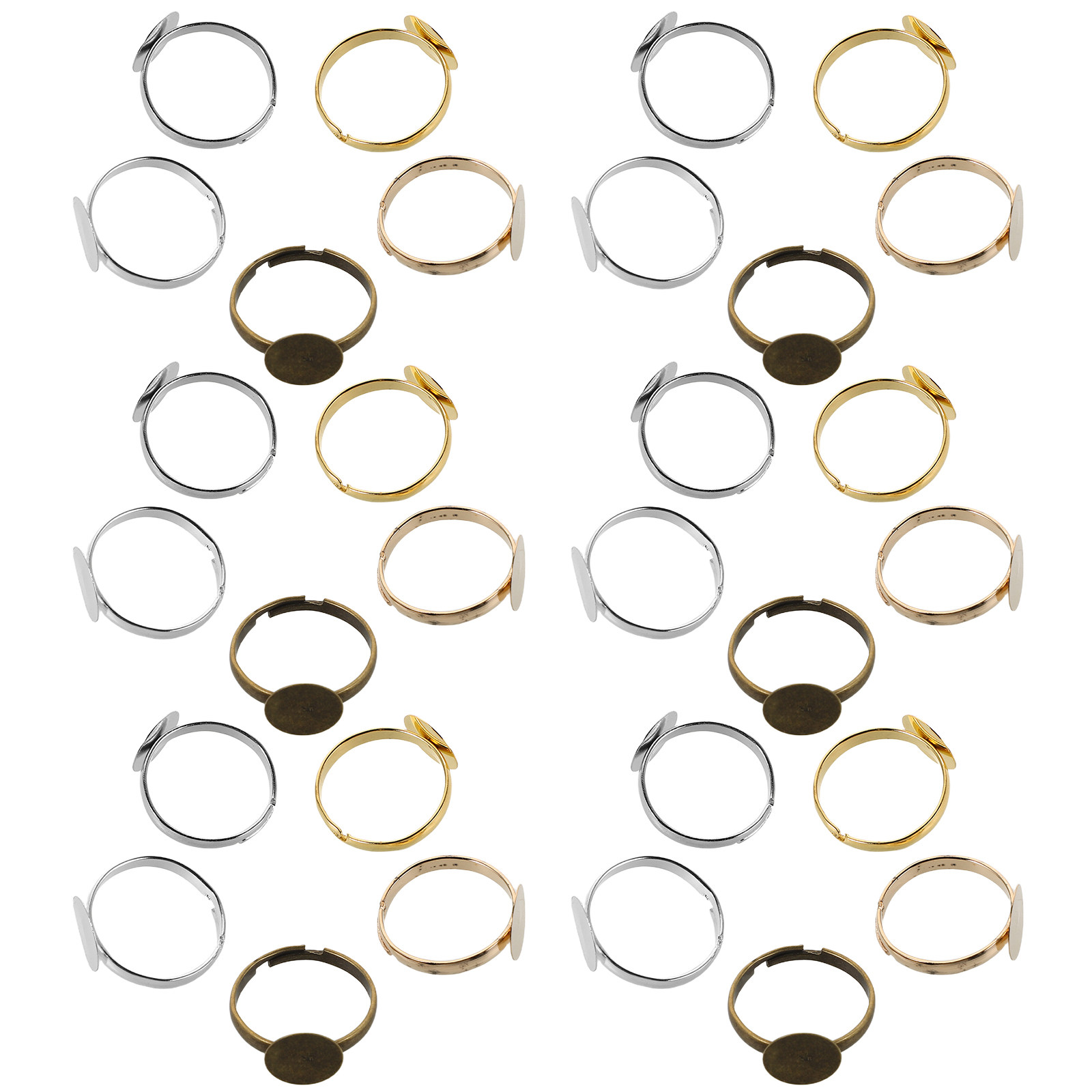 100Pcs Cabochon Base Ring Sett - Ring Set Adjustable 评论和价格