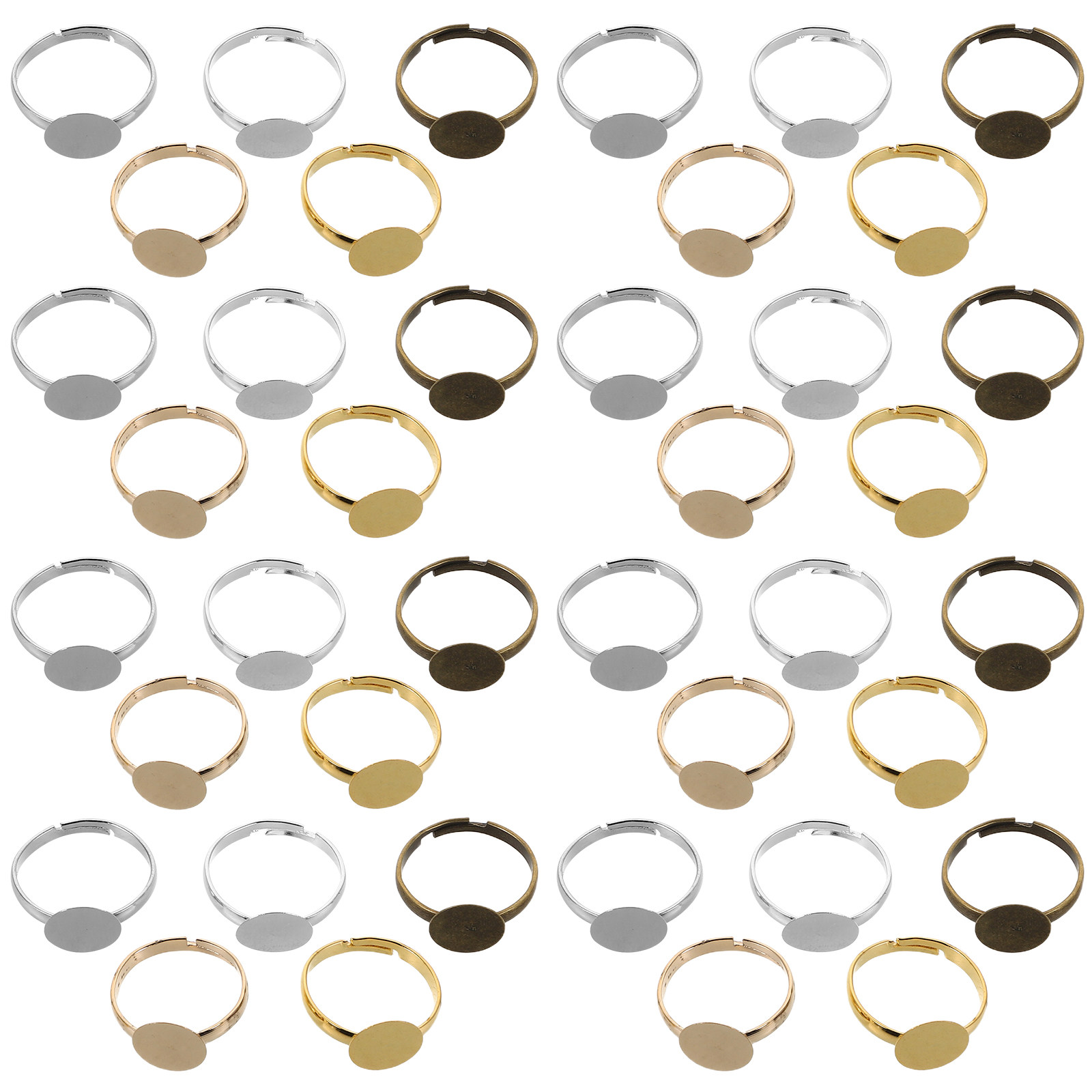 100Pcs Cabochon Base Ring Sett - Ring Set Adjustable 评论和价格