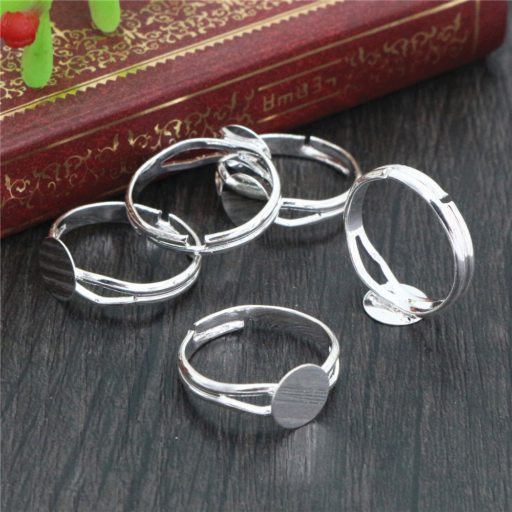 6/8/10/12mm 10pcs Silver Plate - Ring Set Adjustable 评论和价格