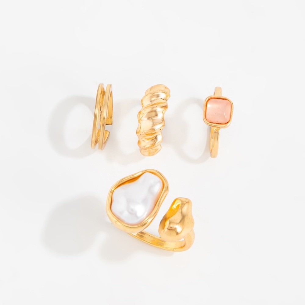 Irregular Pearl Toe Ring Set T - Ring Set Adjustable 评论和价格
